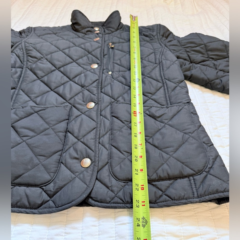 Lauren Ralph Lauren Quilted Black + Gold Buttons Jacket Sz Small - Picture 5 of 8